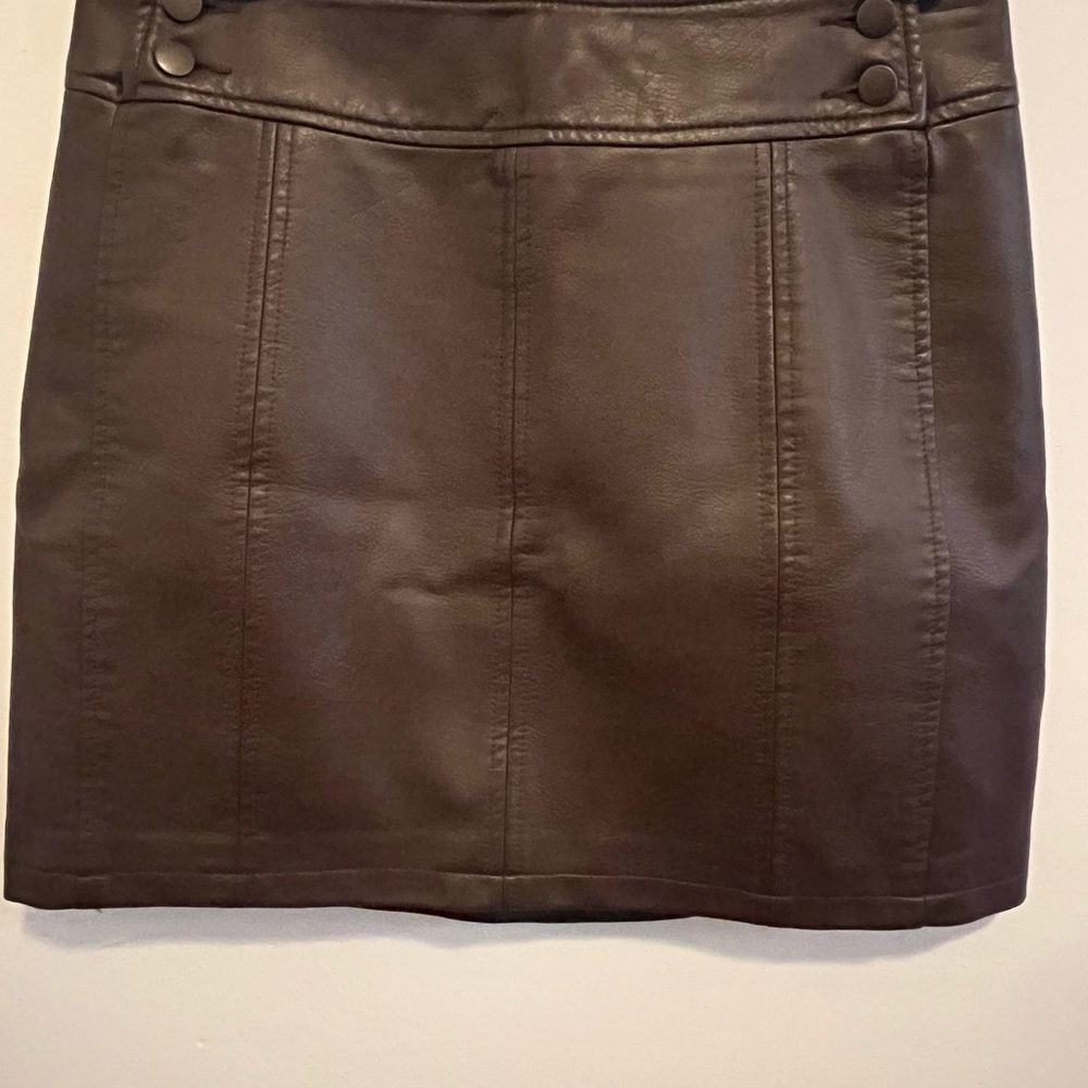 Brown Leather Mini Skirt